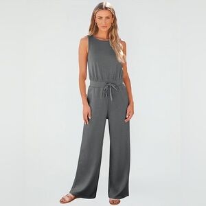 Sleeveless Jumpsuit Grey Size Medium Trendy Queen